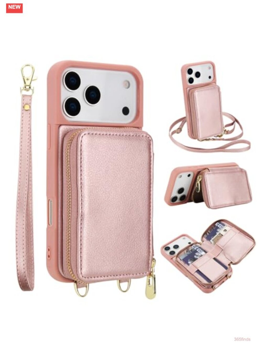 RFID Blocking PU Leather Zipper Wallet Case with Card Slots for iPhone 17 Pro